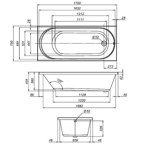 Акриловая ванна AM.PM X-Joy W94A-170-075W-A 170х75 Акриловая ванна AM.PM X-Joy W94A-170-075W-A 170х75