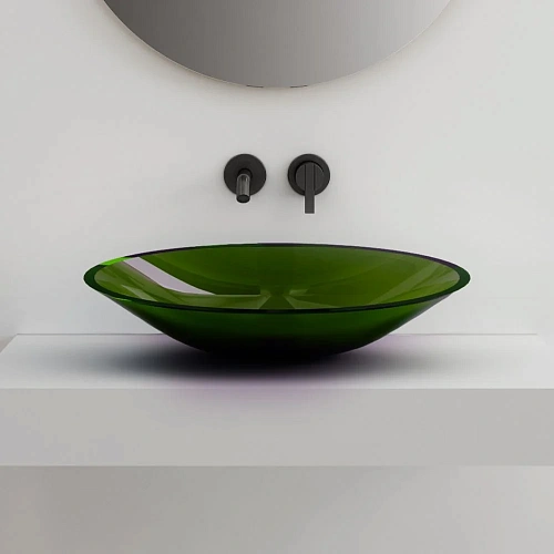 Раковина ABBER Kristall AT2812Emerald прозрачная, накладная, зеленая Раковина ABBER Kristall AT2812Emerald прозрачная, накладная, зеленая