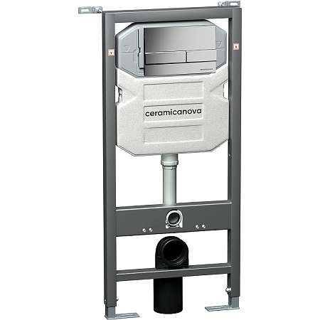 Комплект унитаза Ceramica Nova Balearica Rimless CN6000 c шумоизоляцией CN1000 инсталляцией Envision клавишей смыва Flat хром матовый и креплениями CN1002M