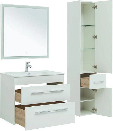 Комплект мебели Aquanet Августа 80 белый (ручка хром) 00281159 Комплект мебели Aquanet Августа 80 белый (ручка хром) 00281159