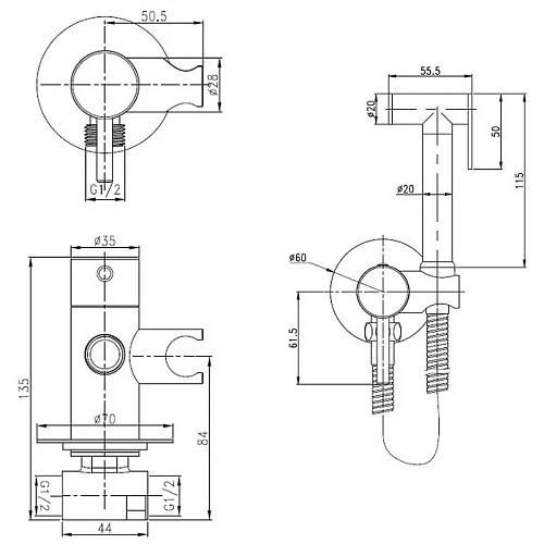 Гигиенический душ BOCH MANN BRAIES BM10411 GR CK-P07GR из латуни, с шлангом 120 см, серый Гигиенический душ BOCH MANN BRAIES BM10411 GR CK-P07GR из латуни, с шлангом 120 см, серый