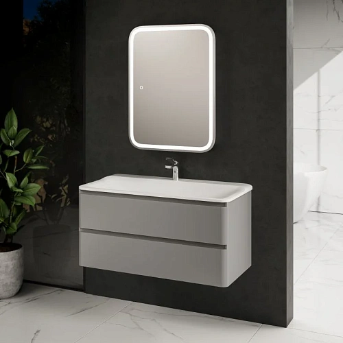 Тумба под раковину AQUAme AQM900410GM S4 подвесная 100 см серый Тумба под раковину AQUAme AQM900410GM S4 подвесная 100 см серый