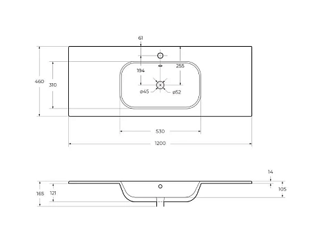 Раковина CEZARES CZR-NAT-120-LVB белый 1200x460 керамика Раковина CEZARES CZR-NAT-120-LVB белый 1200x460 керамика