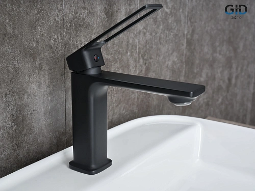 Смеситель для раковины Gid Niagara L057-BM-K L057BMK черный матовый Смеситель для раковины Gid Niagara L057-BM-K L057BMK черный матовый