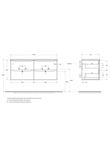 Тумба под раковину BelBagno ETNA 1200x455x500 ETNA-1200-4C-SO-2-BO подвесная Bianco Opaco Тумба под раковину BelBagno ETNA 1200x455x500 ETNA-1200-4C-SO-2-BO подвесная Bianco Opaco