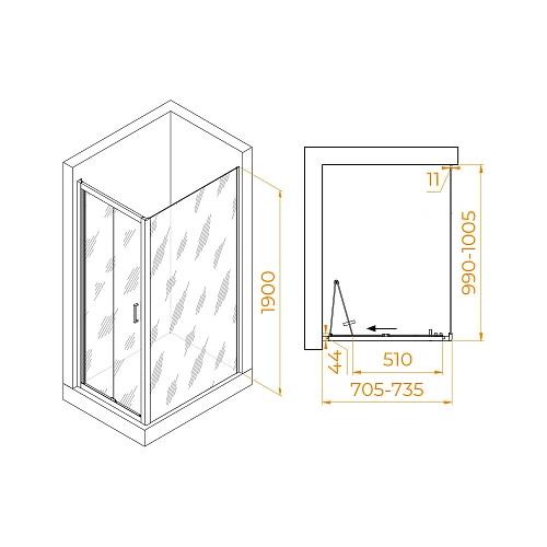 Душевой уголок RGW PA-142B (PA-21B+Z-050-5B) 700x1000 мм 060814270-14 Душевой уголок RGW PA-142B (PA-21B+Z-050-5B) 700x1000 мм 060814270-14