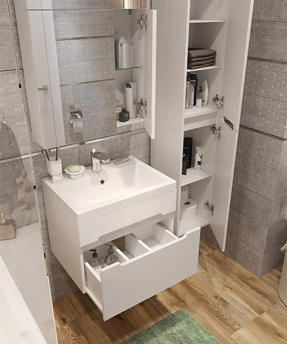 Зеркальный шкаф DIWO Коломна 60 см, навесное, прямоугольное, с подсветкой, белое 462510 Зеркальный шкаф DIWO Коломна 60 см, навесное, прямоугольное, с подсветкой, белое 462510