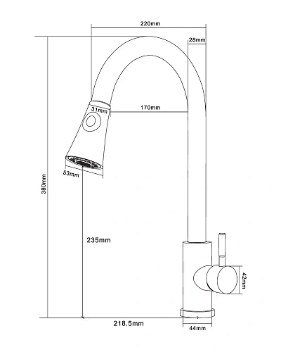 Смеситель для кухни Orange Steel M99-120st с вытяжным изивом, сталь Смеситель для кухни Orange Steel M99-120st с вытяжным изивом, сталь