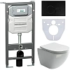 Комплект унитаза Ceramica Nova Metropol Rimless CN4002 c шумоизоляцией CN1000 инсталляцией Envision клавишей смыва Round черный матовый и креплениями CN1001B