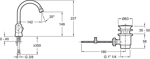 Смеситель для раковины Jacob Delafon Galeo E72920-CP с донным клапаном Смеситель для раковины Jacob Delafon Galeo E72920-CP с донным клапаном