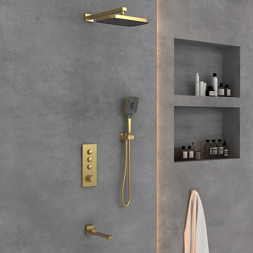 Душевая система Vincea VSFW-433T1BG встраиваемый, термостатический, 3 режима, брашированное золото Душевая система Vincea VSFW-433T1BG встраиваемый, термостатический, 3 режима, брашированное золото