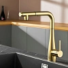 Смеситель для кухни AQUAme Cucina AQM9902BG с выдвижным изливом, золото шлифованное Смеситель для кухни AQUAme Cucina AQM9902BG с выдвижным изливом, золото шлифованное