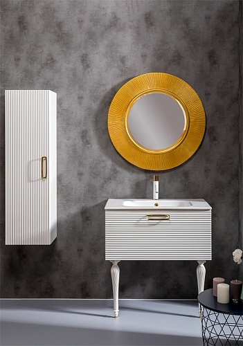 Шкаф-пенал Boheme Linea белый+золото без ножек 845-WG Шкаф-пенал Boheme Linea белый+золото без ножек 845-WG