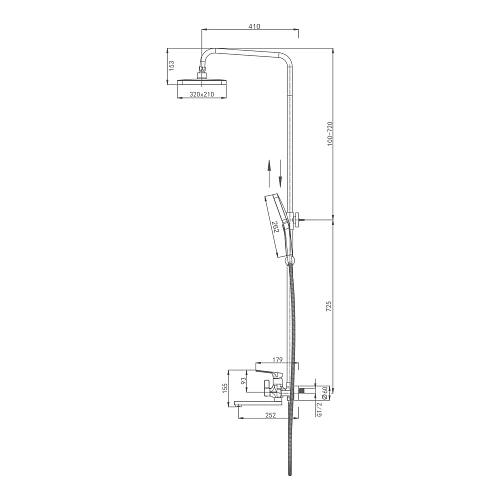 Душевая система Splenka S30.24.09, графит Душевая система Splenka S30.24.09, графит