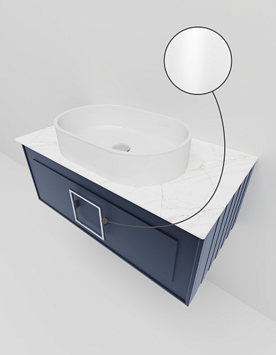 Тумба под раковину La Fenice Cubo Blu Grigio 90 NFNC-01-CUB-BG-90-2-GG синяя матовая с белой ручкой и белой столешницей Тумба под раковину La Fenice Cubo Blu Grigio 90 NFNC-01-CUB-BG-90-2-GG синяя матовая с белой ручкой и белой столешницей