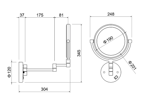 Зеркало косметическое Aquatek AQ4912CR хром Зеркало косметическое Aquatek AQ4912CR хром
