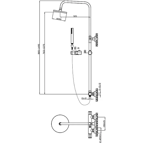 Душевая система Agger Slim A2291200 со смесителем, хром Душевая система Agger Slim A2291200 со смесителем, хром