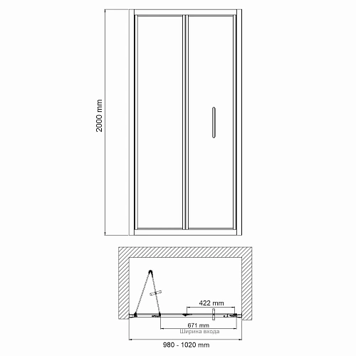 Душевая дверь WasserKRAFT Weser 78F12 хром Душевая дверь WasserKRAFT Weser 78F12 хром