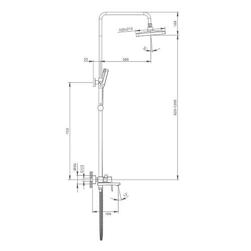 Душевая система Splenka S01.24.09, графит Душевая система Splenka S01.24.09, графит