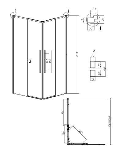 Душевая дверь GROSSMAN Galaxy 1/2.K33.01.11.42.00 (110x195) графит сатин, стекло прозрачное Душевая дверь GROSSMAN Galaxy 1/2.K33.01.11.42.00 (110x195) графит сатин, стекло прозрачное