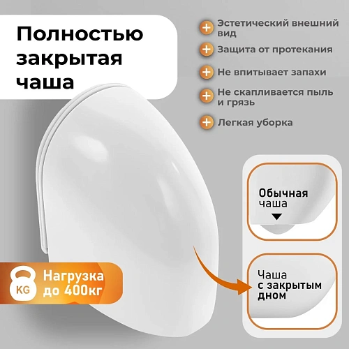 Унитаз подвесной GROSSMAN GR-4411SQC 520x360x400, безободковый, смыв торнадо бесшумный с сиденьем Унитаз подвесной GROSSMAN GR-4411SQC 520x360x400, безободковый, смыв торнадо бесшумный с сиденьем