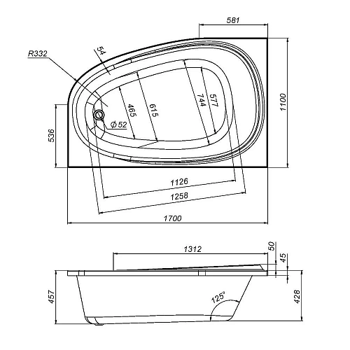 Акриловая ванна AM.PM Like W80A-170L110W-A 170х110 см, левая Акриловая ванна AM.PM Like W80A-170L110W-A 170х110 см, левая