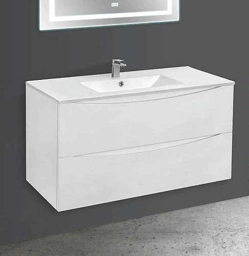 Тумба под раковину Vincea Mia 1200 подвесная, 2 выкатных ящика soft close, G.White VMC-2MC120RW Тумба под раковину Vincea Mia 1200 подвесная, 2 выкатных ящика soft close, G.White VMC-2MC120RW