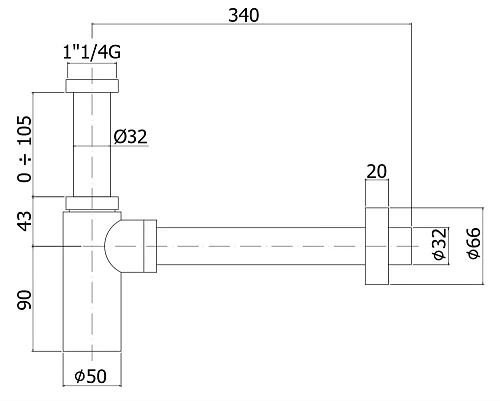 Сифон для раковины Paffoni Minimal ZACC240BO Сифон для раковины Paffoni Minimal ZACC240BO