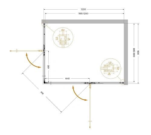 Душевой уголок CEZARES LINER-AH-2-120/90-C-Cr-R 120x90см стекло прозрачное, профиль хром Душевой уголок CEZARES LINER-AH-2-120/90-C-Cr-R 120x90см стекло прозрачное, профиль хром