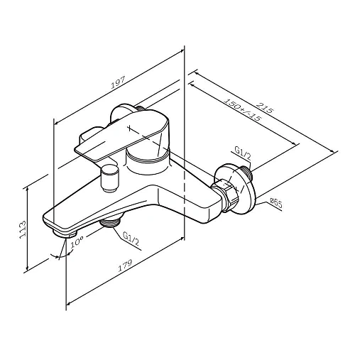 Смеситель для ванны AM.PM Gem F90A10000, хром Смеситель для ванны AM.PM Gem F90A10000, хром