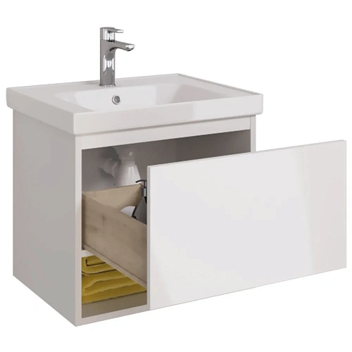 Тумба под раковину DREJA PERFECTO, 60 см, подвесная, 1 ящик, push-to-open, белый глянец 99.0806 Тумба под раковину DREJA PERFECTO, 60 см, подвесная, 1 ящик, push-to-open, белый глянец 99.0806