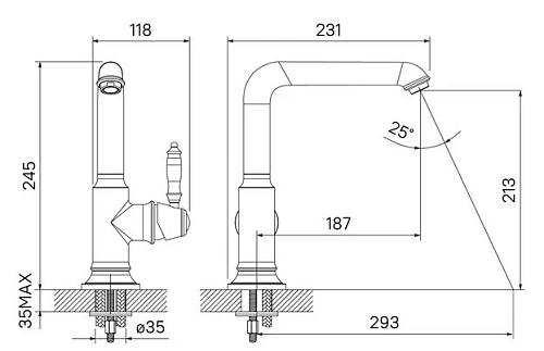 Смеситель для кухни Iddis однорычажный бронза Loft LOFBRL0i05 Смеситель для кухни Iddis однорычажный бронза Loft LOFBRL0i05