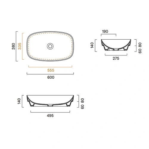 Раковина Catalano Alvea 0624600001 60x38 настольная/полувстраиваемая, белый глянцевый Раковина Catalano Alvea 0624600001 60x38 настольная/полувстраиваемая, белый глянцевый