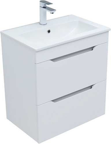Тумба под раковину Aquanet Практика 60 белый матовый 2 ящика 00330457 напольная/подвесная Тумба под раковину Aquanet Практика 60 белый матовый 2 ящика 00330457 напольная/подвесная