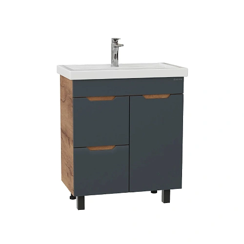 Тумба под раковину Onika Айленд 70 см 107069 напольная, графит/дуб крафт золотой, с корзиной (для Фостер 70) Тумба под раковину Onika Айленд 70 см 107069 напольная, графит/дуб крафт золотой, с корзиной (для Фостер 70)