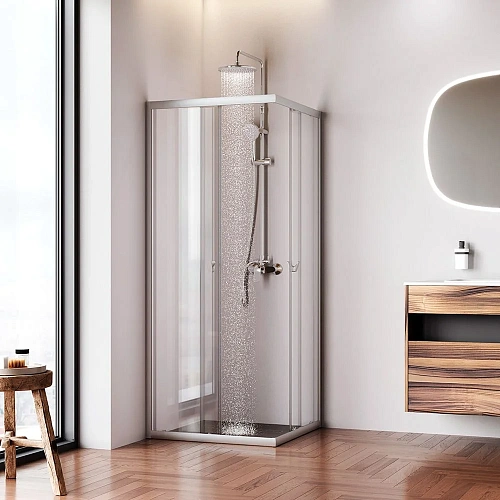 Душевой уголок AM.PM Sunny W87G-403-8080-MT 80x80 серебро, стекло прозрачное Душевой уголок AM.PM Sunny W87G-403-8080-MT 80x80 серебро, стекло прозрачное