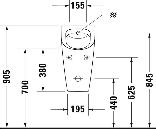Писсуар Duravit ME by Starck 2809302000 подача воды сзади белый Писсуар Duravit ME by Starck 2809302000 подача воды сзади белый