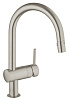 Картинка анонса товара «смеситель для кухни grohe minta с выдвижным c-изливом, суперсталь (32321dc0)»