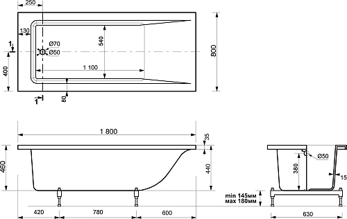 Ванна из искусственного камня STWORKI Ольборг ФР-00014092 180x80, с ножками 576761 Ванна из искусственного камня STWORKI Ольборг ФР-00014092 180x80, с ножками 576761