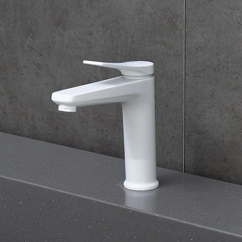 Смеситель для раковины Lemark Bronx LM3706MW монолитный, белый/матовый Смеситель для раковины Lemark Bronx LM3706MW монолитный, белый/матовый