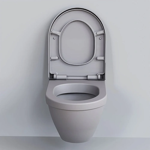 Унитаз подвесной Nord 133T20301 (535x385x360) серый матовый с толстой крышкой 133T20301-132T20301 Унитаз подвесной Nord 133T20301 (535x385x360) серый матовый с толстой крышкой 133T20301-132T20301