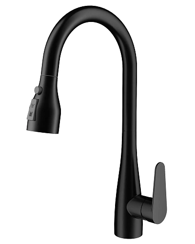 Смеситель для кухни Wonzon & Woghand с выдвижным изливом, черный матовый (WW-121E201B-MB) Смеситель для кухни Wonzon & Woghand с выдвижным изливом, черный матовый (WW-121E201B-MB)