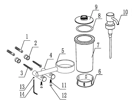Дозатор жидкого мыла ABBER Osten 316 AA1859BGG оружейная сталь брашированная Дозатор жидкого мыла ABBER Osten 316 AA1859BGG оружейная сталь брашированная