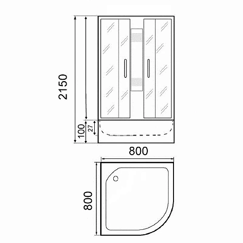 Душевая кабина Parly F811 800x800 профиль хром, стекло матовое (жемчужное) Душевая кабина Parly F811 800x800 профиль хром, стекло матовое (жемчужное)