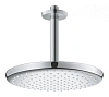 Верхний душ GROHE Tempesta 250, круглый (низ-хром, верх-белый) + Душевой кронштейн потолочный 142 мм 26669000