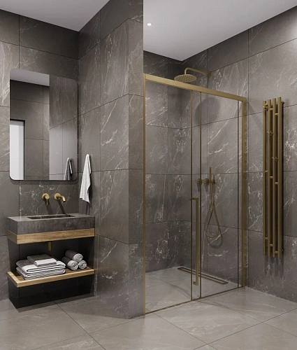 Душевая дверь Timo (T54L) TDSS-140/17C-8L, раздвижная 1400x2000, профиль мат золото, стекло прозрачное 8 мм Душевая дверь Timo (T54L) TDSS-140/17C-8L, раздвижная 1400x2000, профиль мат золото, стекло прозрачное 8 мм