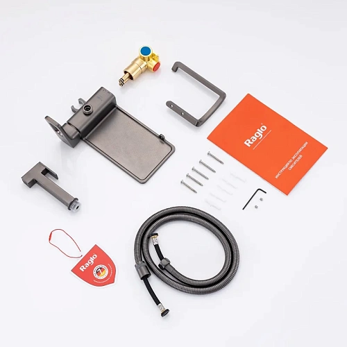 Гигиенический душ Raglo R51.55.09 встраиваемый с полкой и держателем бумаги, графит Гигиенический душ Raglo R51.55.09 встраиваемый с полкой и держателем бумаги, графит