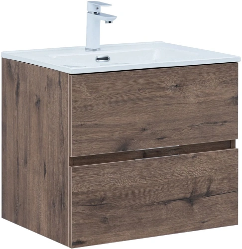 Тумба под раковину Aquanet Алвита New 60 2 ящика, дуб веллингтон табак 00334184 подвесная Тумба под раковину Aquanet Алвита New 60 2 ящика, дуб веллингтон табак 00334184 подвесная
