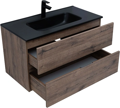 Тумба под раковину Aquanet Алвита New 90 2 ящика, дуб веллингтон табак 00334187 подвесная Тумба под раковину Aquanet Алвита New 90 2 ящика, дуб веллингтон табак 00334187 подвесная