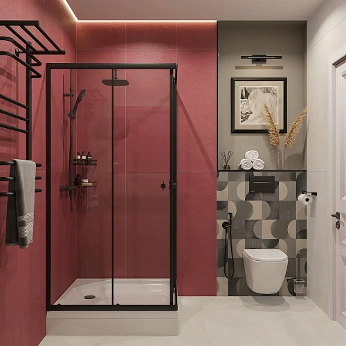 Душевой уголок DIWO Анапа 100х100, профиль черный матовый 569203 Душевой уголок DIWO Анапа 100х100, профиль черный матовый 569203